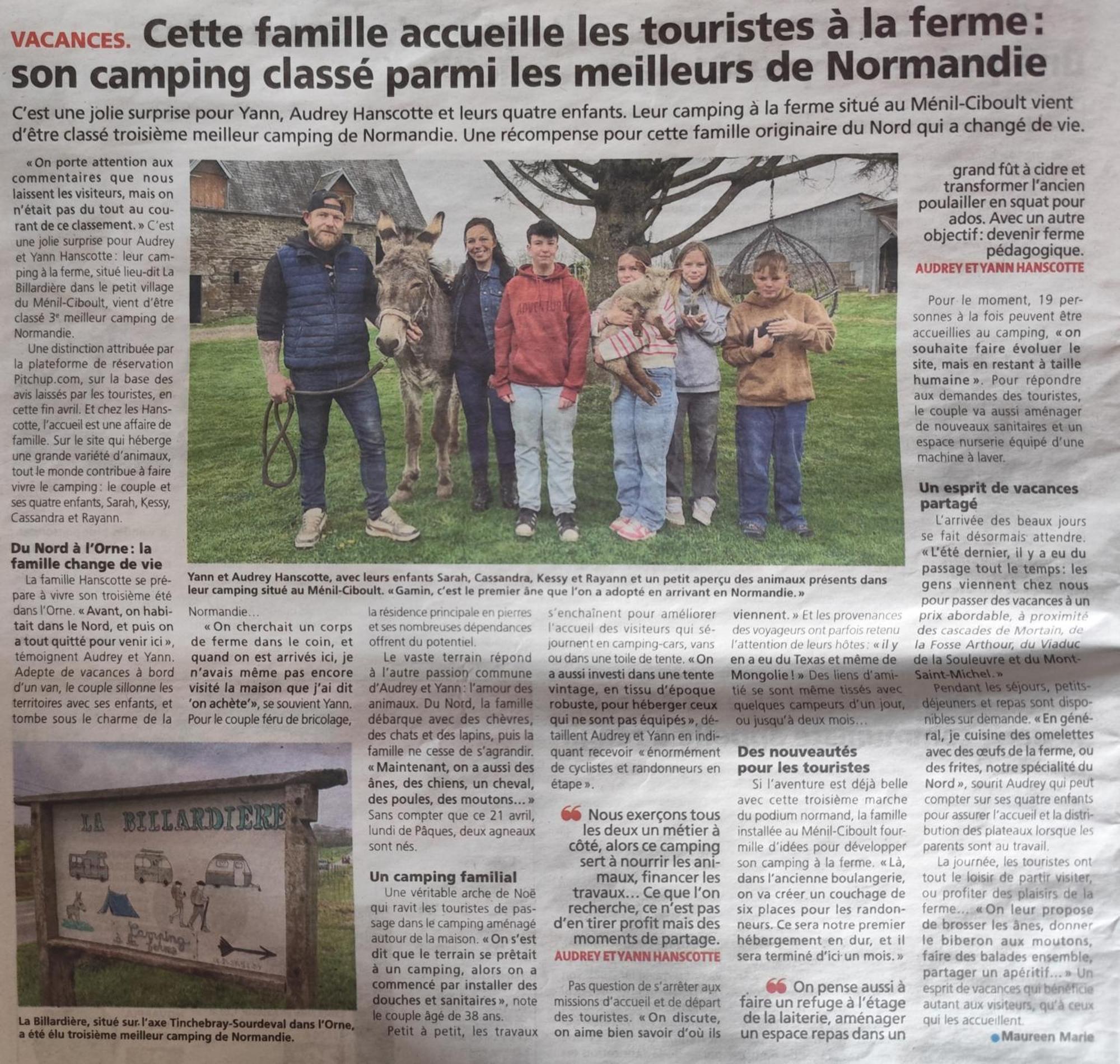 La Billardiere Camping A La Ferme Le Menil-Ciboult Esterno foto